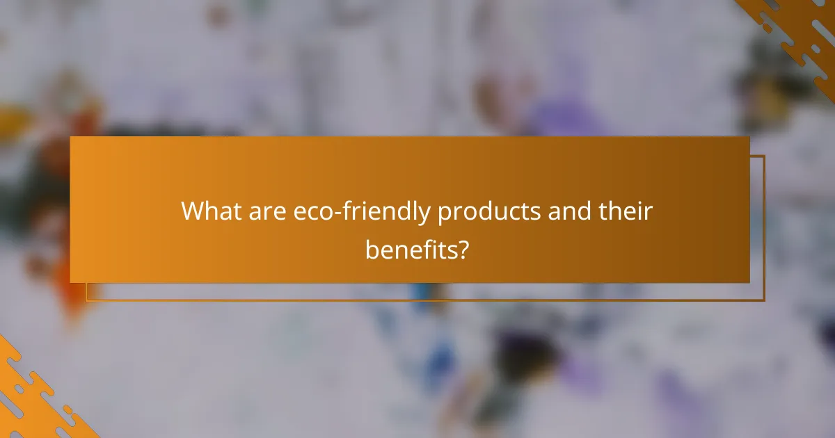 What are eco-friendly products and their benefits?