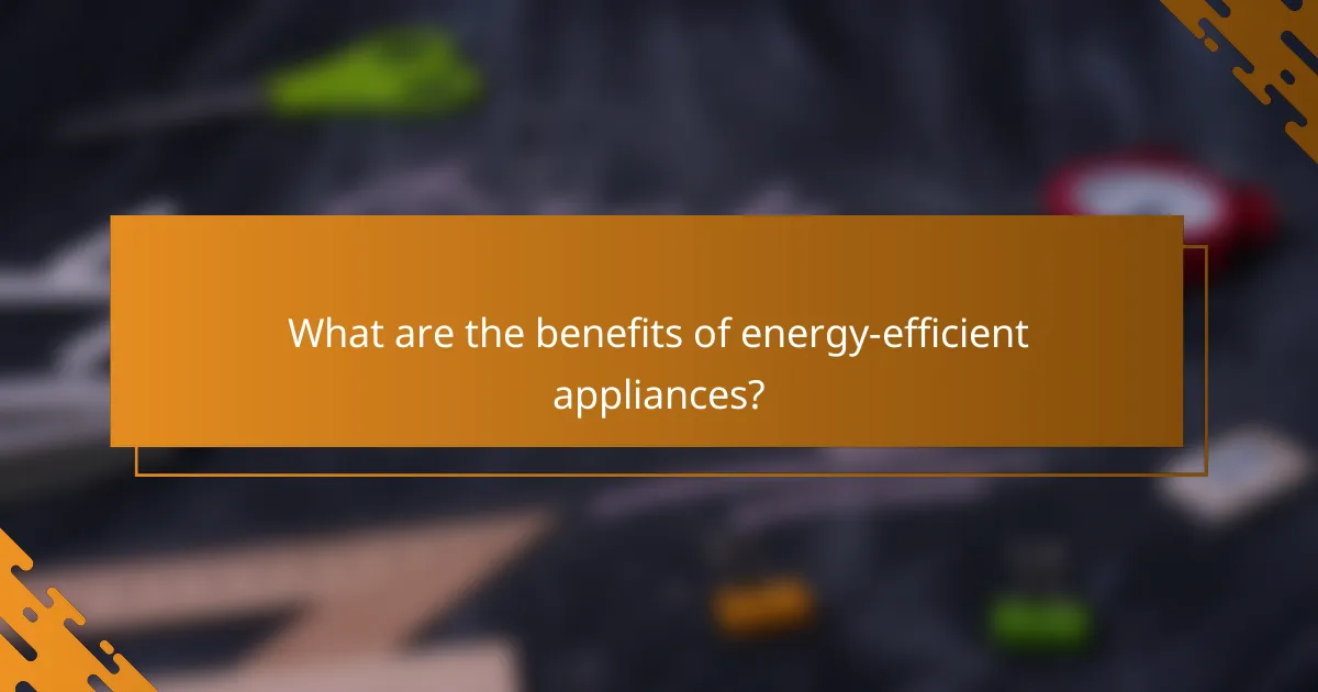 What are the benefits of energy-efficient appliances?